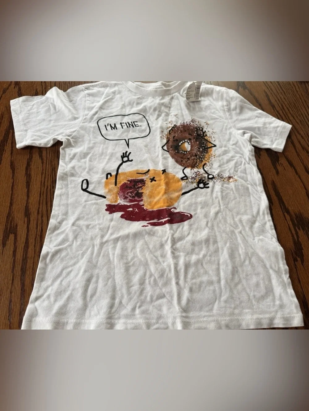 NWT Boys Small 5/6 Children’s Place Donut White Short Sleeve Tee Shirt Tshirt